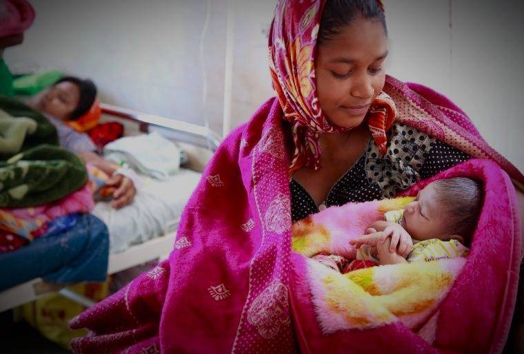 A mother and her newborn