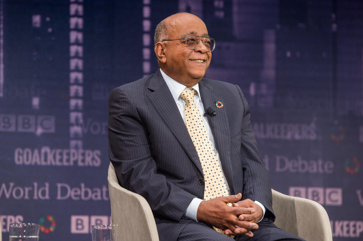 Mo Ibrahim speaks at Goalkeepers 2019. ©Gates Archive/Mike Lawrence