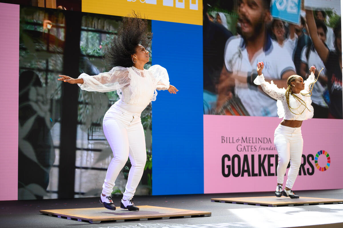 Syncopated Ladies perform onstage at Goalkeepers 2022. ©Gates Archive/Mike Lawrence